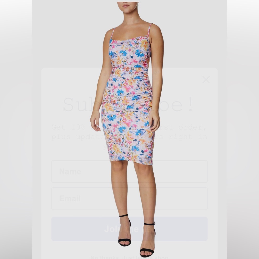 LAUNDRY Shelli Segal, 16 Slipdress, Ruched Bodycon, Watercolor Garden, NWT